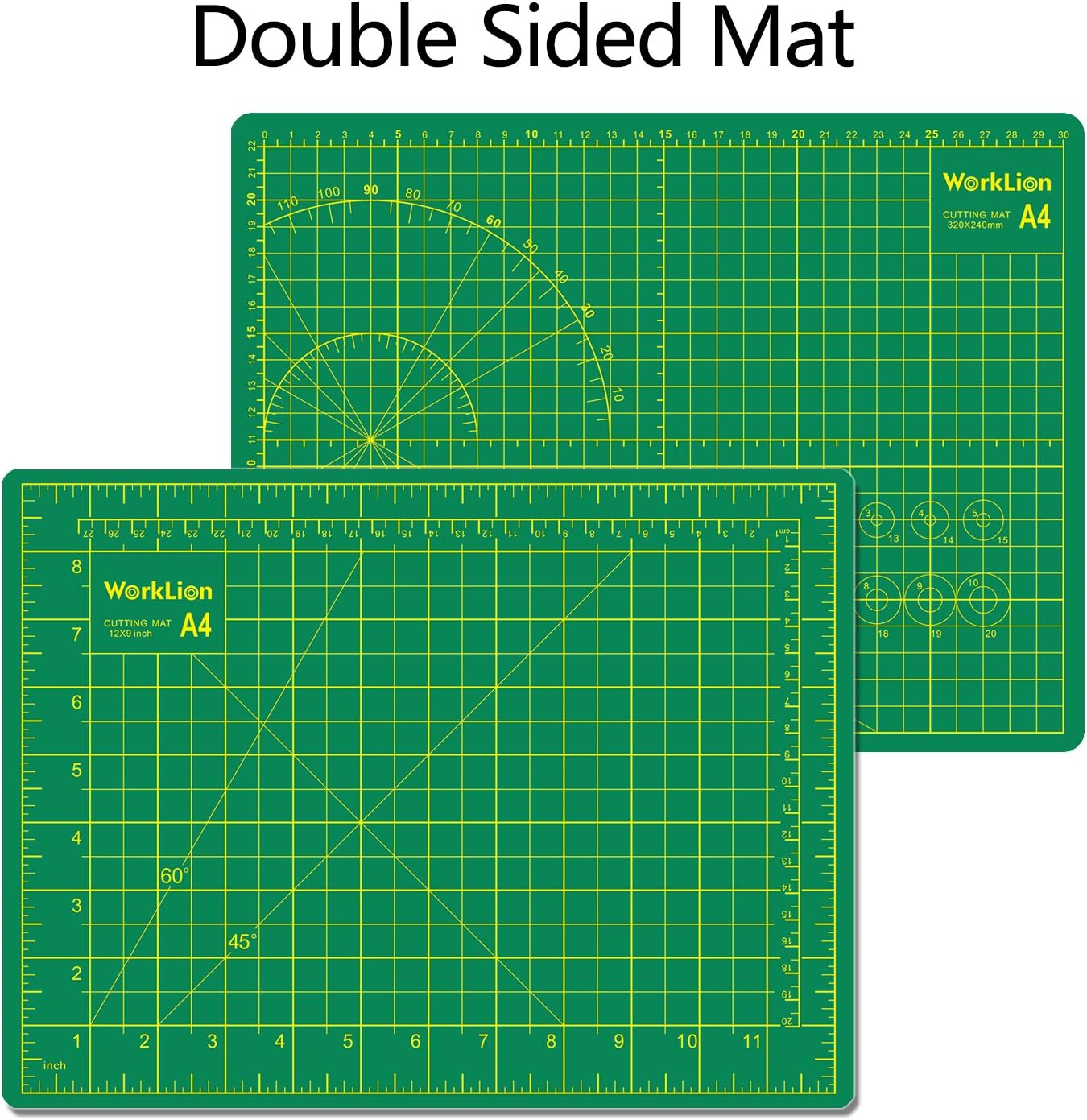 WORKLION Full 9" x 12" Art Self Healing PVC Cutting Mat, Double Sided, Gridded Rotary Cutting Board for Craft, Fabric, Quilting, Sewing, Scrapbooking Project (3 Pack)…