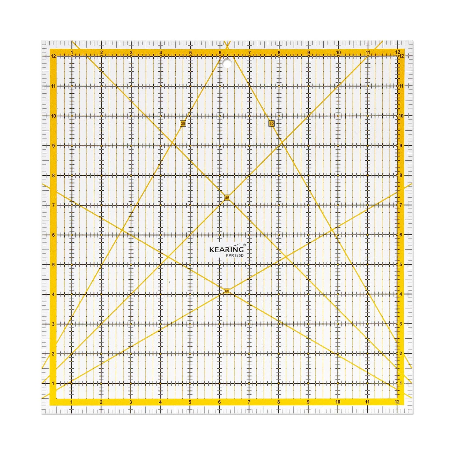KERING Extra-Large Quilting Ruler - 12.5x12.5 inch Anti-Slip Acrylic Ruler for Patchwork Piecing, Bias Strips & Rotary Cutting, Professional Quilter's Must-Have Tool