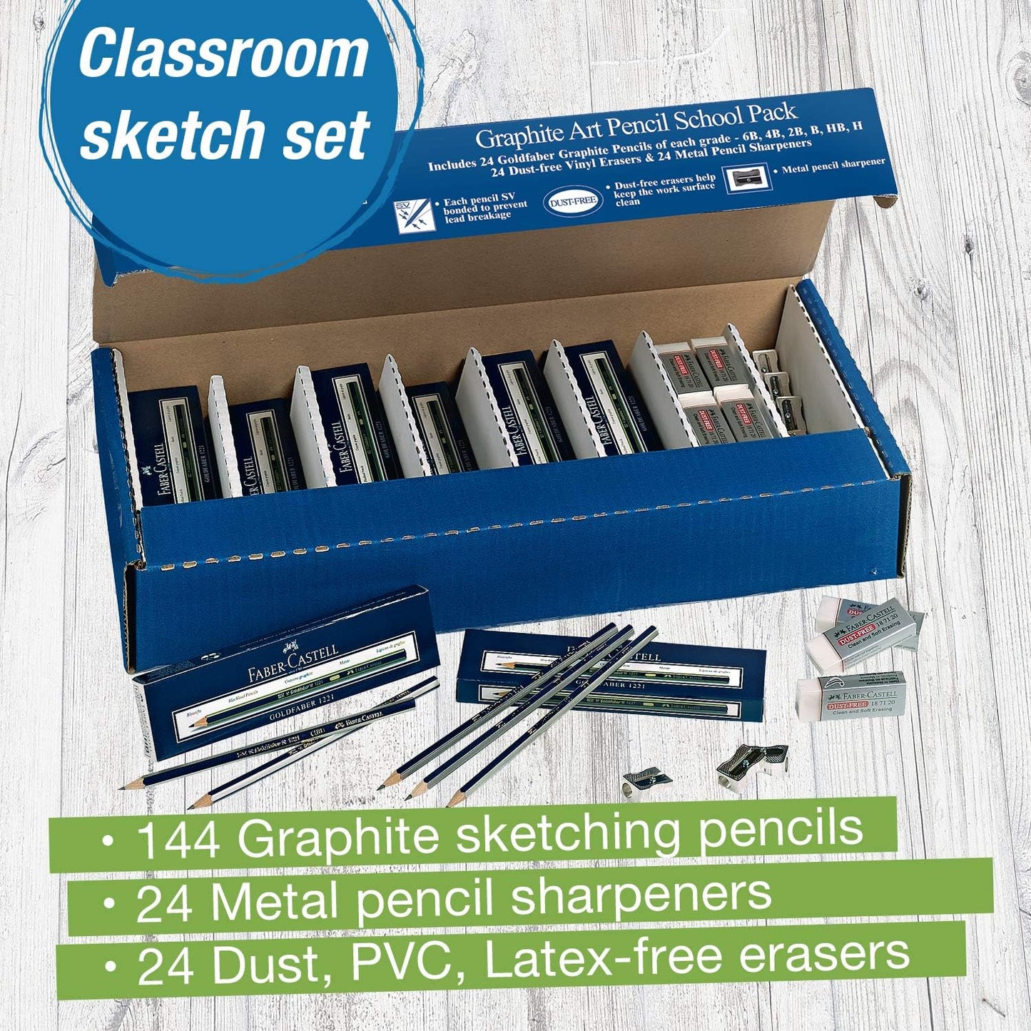 Faber-Castell Goldfaber Sketching Pencil Set - School Pack, Set of 144