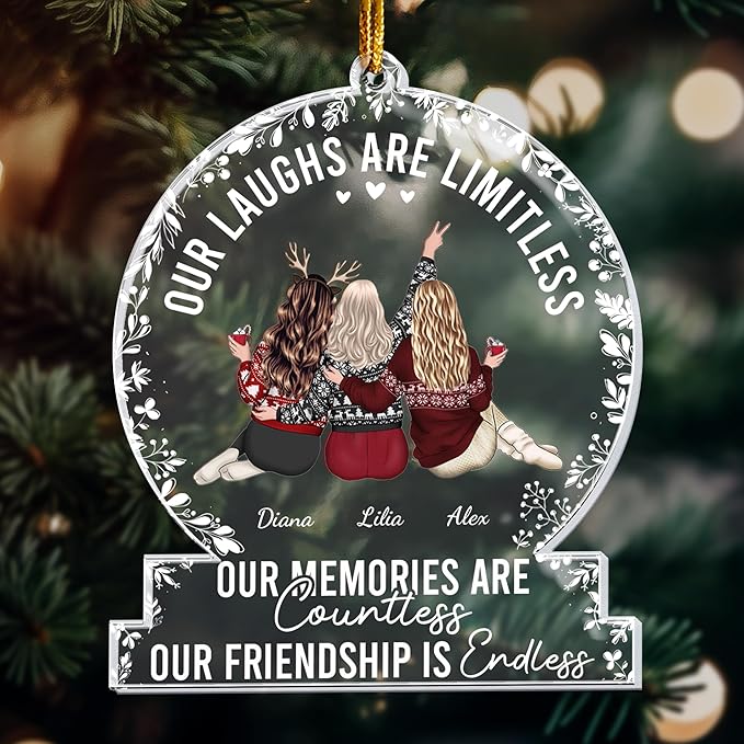 Macorner Personalized Friends Ornament, Our Memories are Countless, Our Friendship is Endless, Best Friend Ornaments for Christmas Tree Decorations Friendship Gifts for Friends Female Women