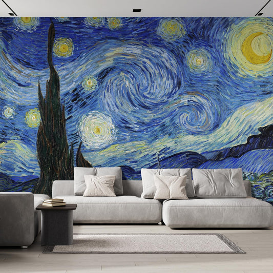 wall26 Starry Night by Vincent Van Gogh Dutch Impressionism 20th Century Artist Peel and Stick Large Wall Mural, Removable Wallpaper, Home Decor - 132x120 inches
