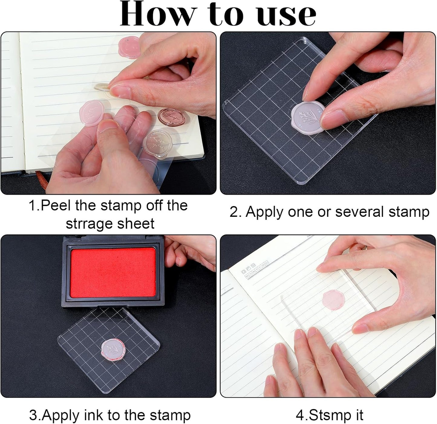 5pcs Acrylic Stamp Block, Acrylic Blocks for Stamping with Grid Lines, Assorted Sizes Stamp Block for DIY Crafts Scrapbooking Card Making Ornaments Stamping Projects