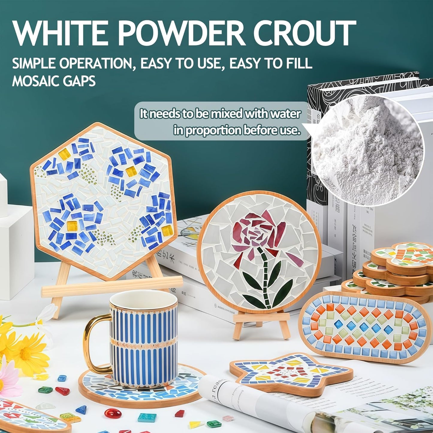 Mosaic Tile Toolkit, Mosaics Glue, Mosaic Tiles and Mosaics Grout, Essential for Handmade Grouting and Perfect for DIY Craft Projects