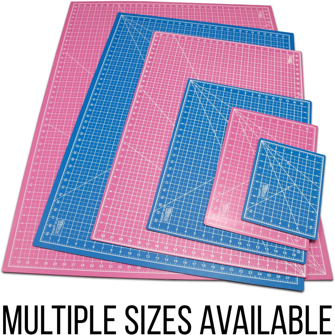 U.S. Art Supply 24" x 36" Self-Healing Cutting Mat 5-Ply - Double-Sided Pink/Blue Craft Mat, Non-Slip Cutting Mats for Crafts, Sewing, Quilting, Scrapbooking