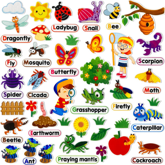 Felt Flannel Board Story Pieces for Toddlers Preschool,Kids Interactive Storytelling Teaching Play Kits for Flannel Board,with Words Felt Pieces(Insect Butterfly)