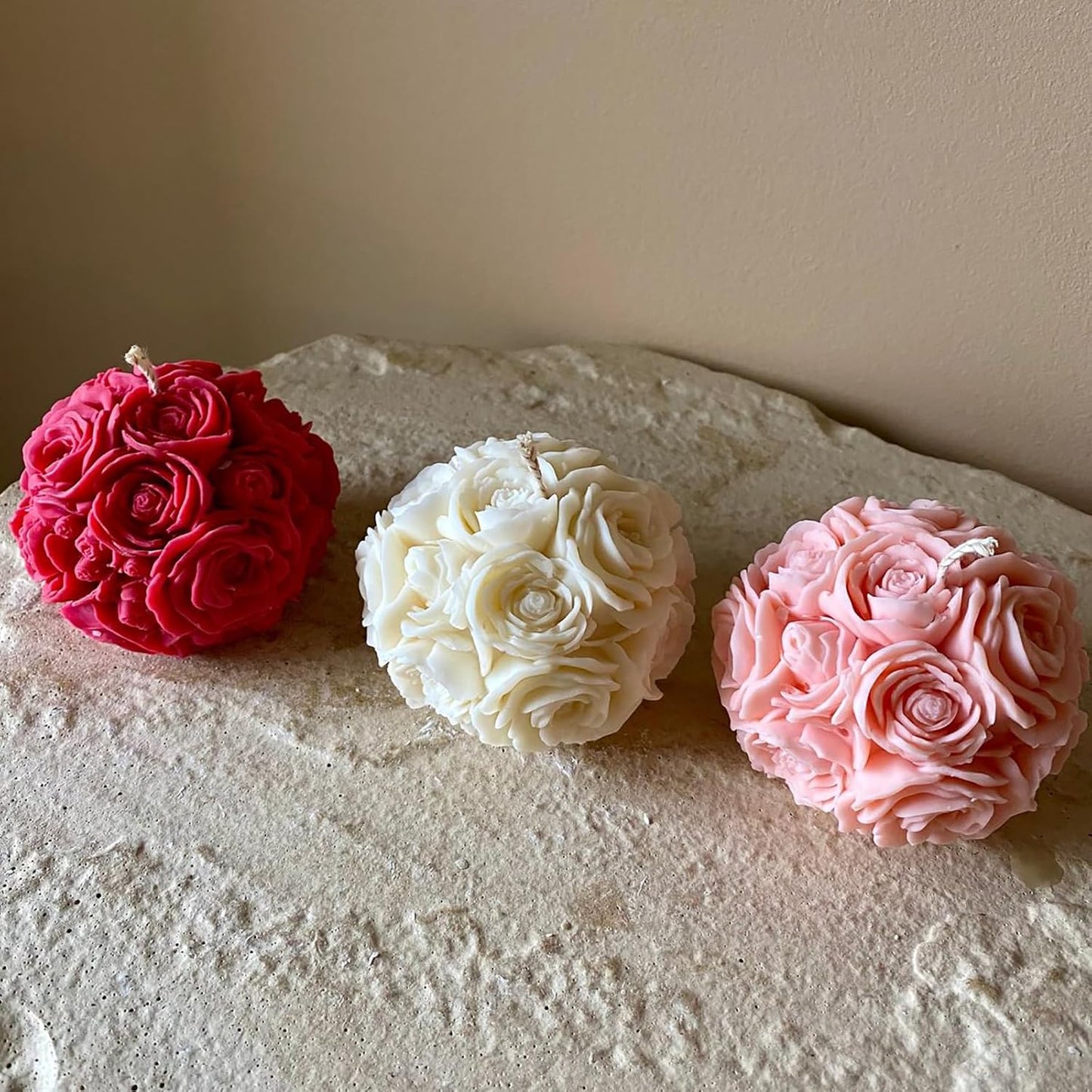 JDH 2 PCS Rose Ball Round Candle Mold 3D Rose Flowers Silicone Mold Flower Molds de silicona para velas for Candy & Home Decor - Resin Casting & Making Molds for Candle, Resin, Soap & Chocolate