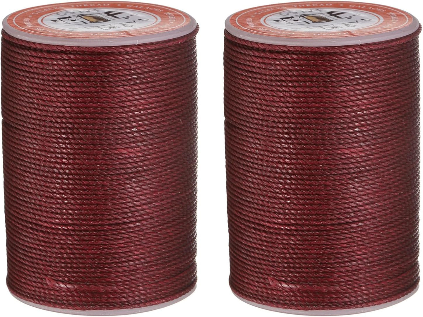 uxcell Round Leather Sewing Waxed Thread, 55m / 60 Yards Polyester Wax String, 0.80mm Wax Stitching Cord for Leather Crafts, Bookbinding, Bracelets Braided, Burgundy, 2pcs