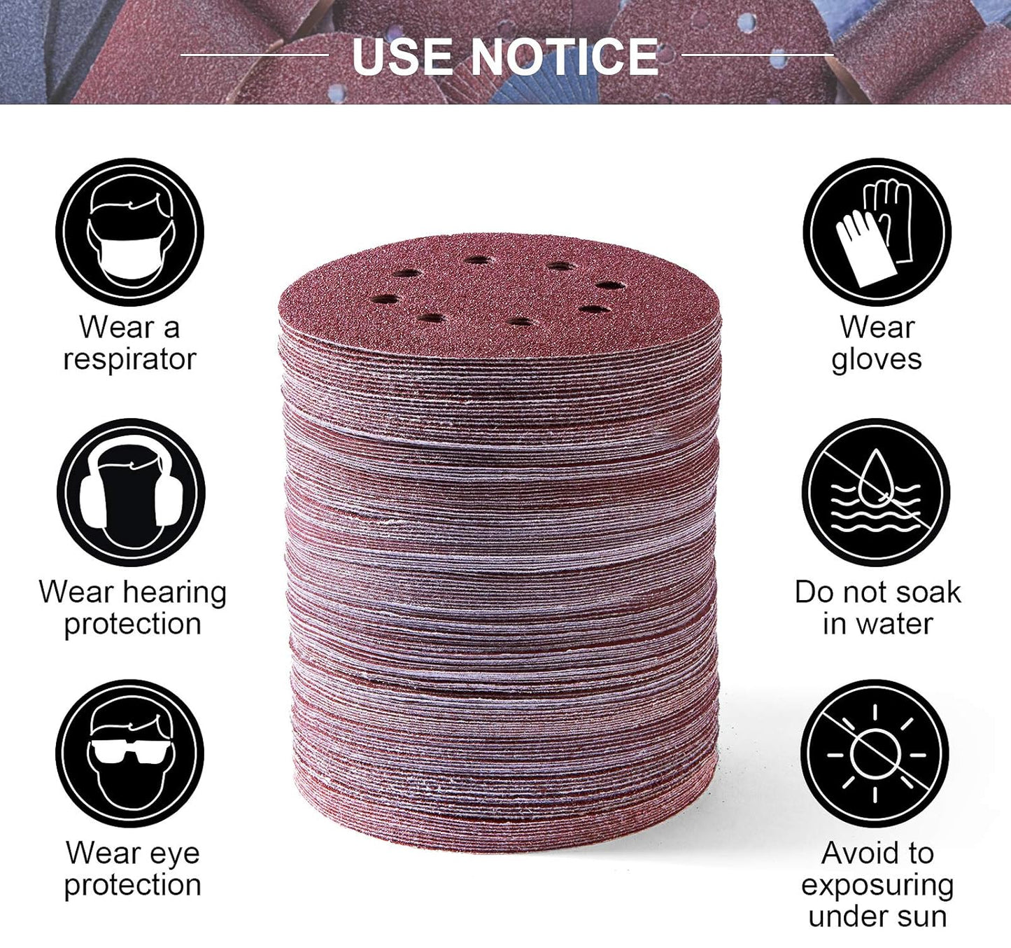 S SATC 150 PCS Sanding Disc 60 80 100 120 150 180 240 320 400 600 Grit Sanding Discs 5 Inch 8 Hole Hook and Loop Sanding Discs for Random Orbital Sander