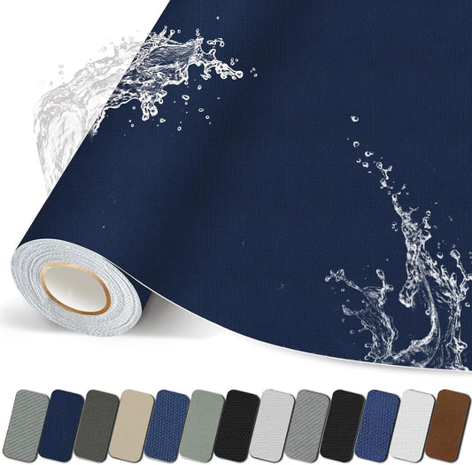Canvas Repair Patch, 35X79 Inch Strong Sticky Fabric Repair Tape, Self-Adhesive Fabric Patch for Sofas, Tote Bags, Clothing, Car Seats, Furniture (Dark Blue, 35X79 Inch)