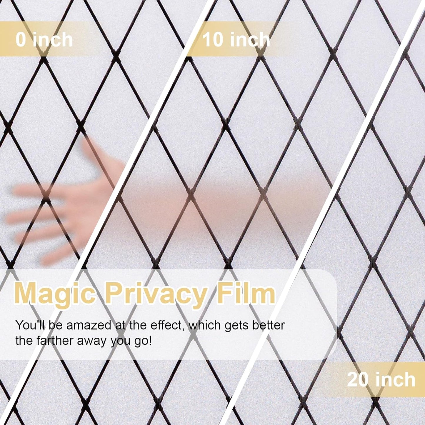 Window Privacy Film Decorative for Front Door, Bathroom Static Cling Stained Glass Sticker Opaque Heat Control UV Blocking Non-Adhesive for Home,Black Grid 35.4 x 78.7 inches