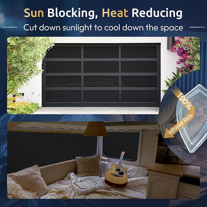 rabbitgoo Blackout Window Privacy Film with Tools Glass Bathroom Static Cling Sun Heat Blocking Light Darkening Removable Coverings for Home Bedroom Door UV Protection Sticker, 23.6 x 78.7 inches