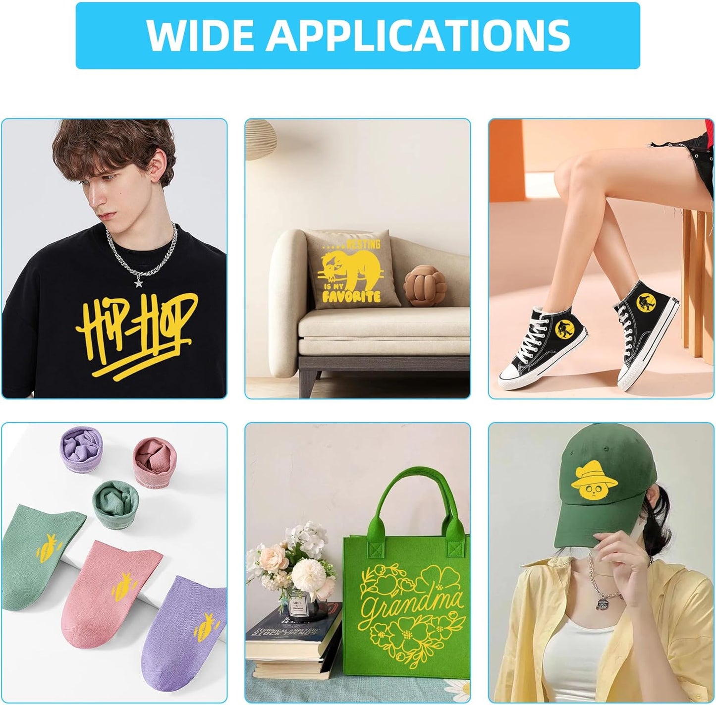 Guangyintong Yellow HTV Heat Transfer Vinyl Rolls, 12" X 100ft Iron on Vinyl PVC Adhesive for T-Shirt, Easy to Cut & Weed for DIY Design