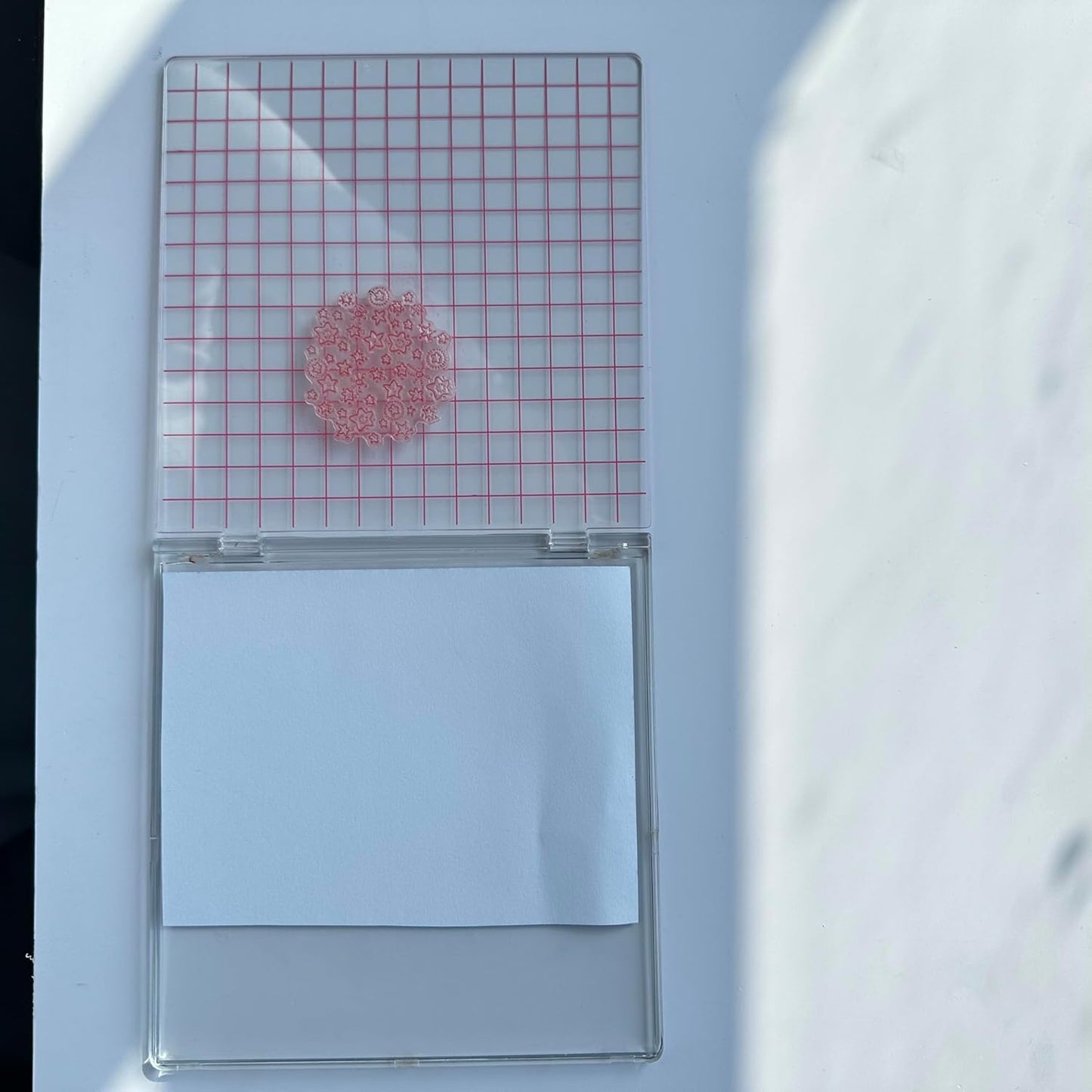 Arbuya Acrylic Stamp Block with Grid 6.3”x6.3 Perfect Positioning Stamping Platform Clear Stamps Scrapbook Craft Stamping Tool for Card Making Scrapbooking Journaling and Other Paper Crafts-AT001