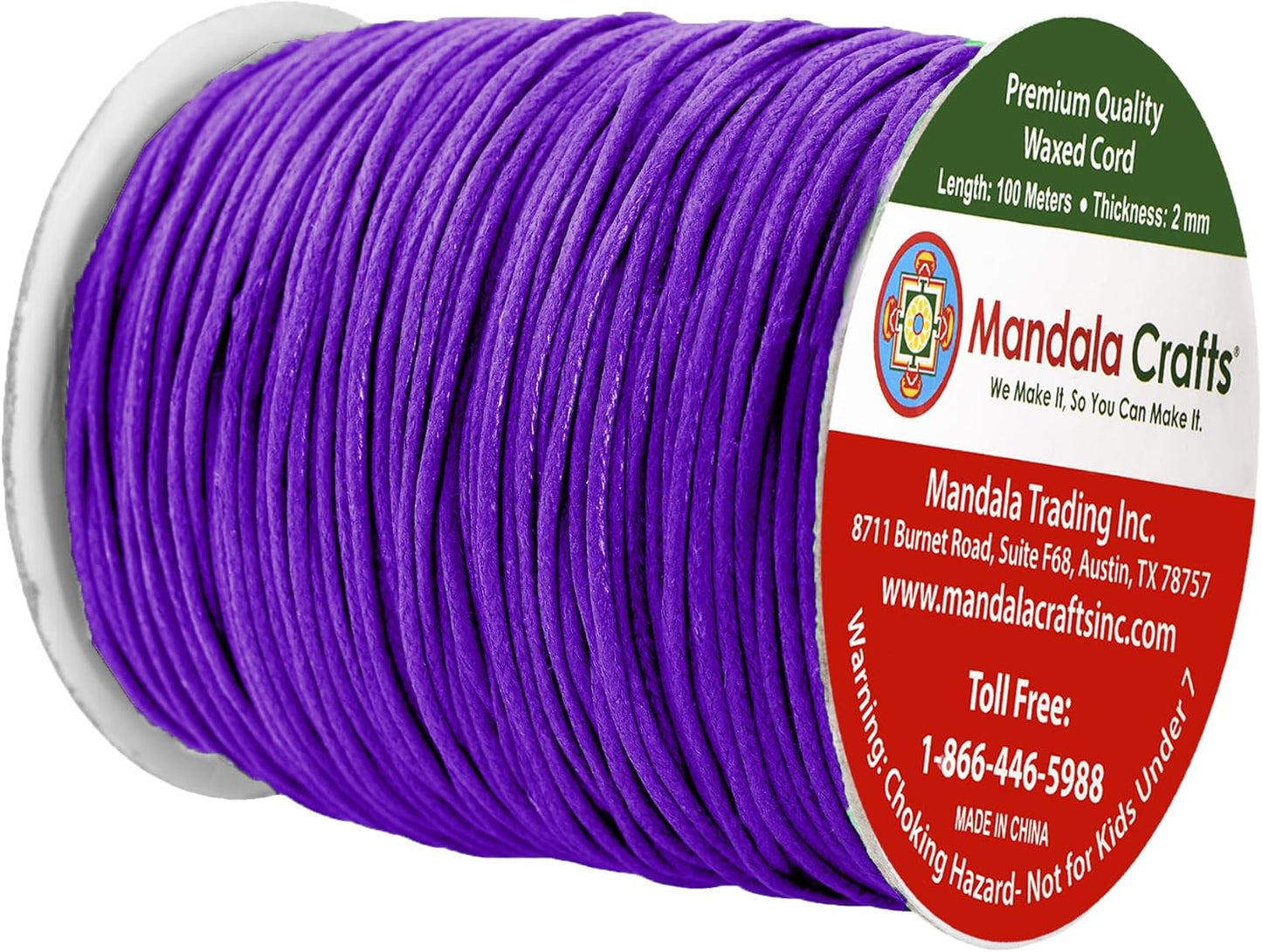 Mandala Crafts 2mm 109 Yards Purple Cotton Waxed Cord for Jewelry Making Bracelet Cord Waxed String - Beading String Thread Jewelry Cords for Necklaces String