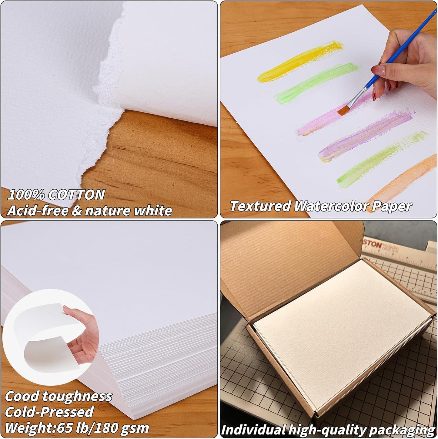 150 Sheets Watercolor Paper Bulk,White Water Color Paper for Kids Child Students Adults Artists Drawing-65LB/180GSM Art Paper-8.5 x 11 inch Painting & Craft Papers, Finger Paints, Watercolor, Tempera