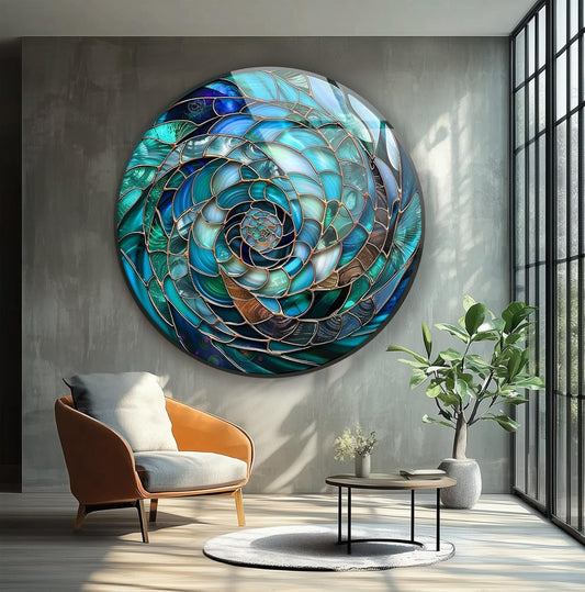 My Photostation.com 24''(60cm) Diameter Ocean Vortex Spiral Round Glass Wall Art Tempered Glass Printing Wall Decor Large Wall Art Wall Hangings