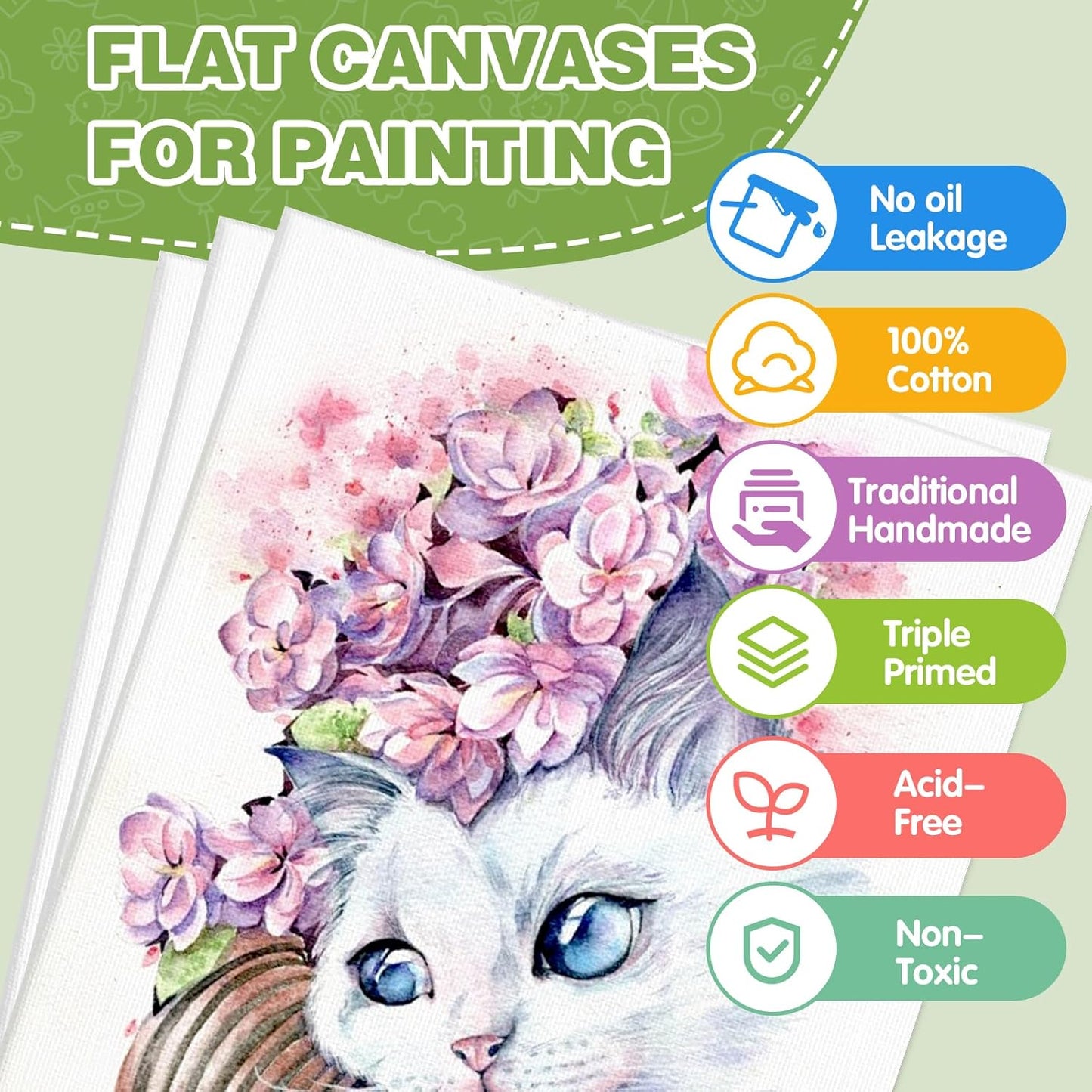 ESRICH Canvas for Painting 18x24 Inch, 6 Pack Canvas Boards for Painting Cotton Primed Acid Free Large Blank Canvases, Canvas Panels for Oil Paint, Watercolor, Acrylic Paint, Gouache and Tempera.