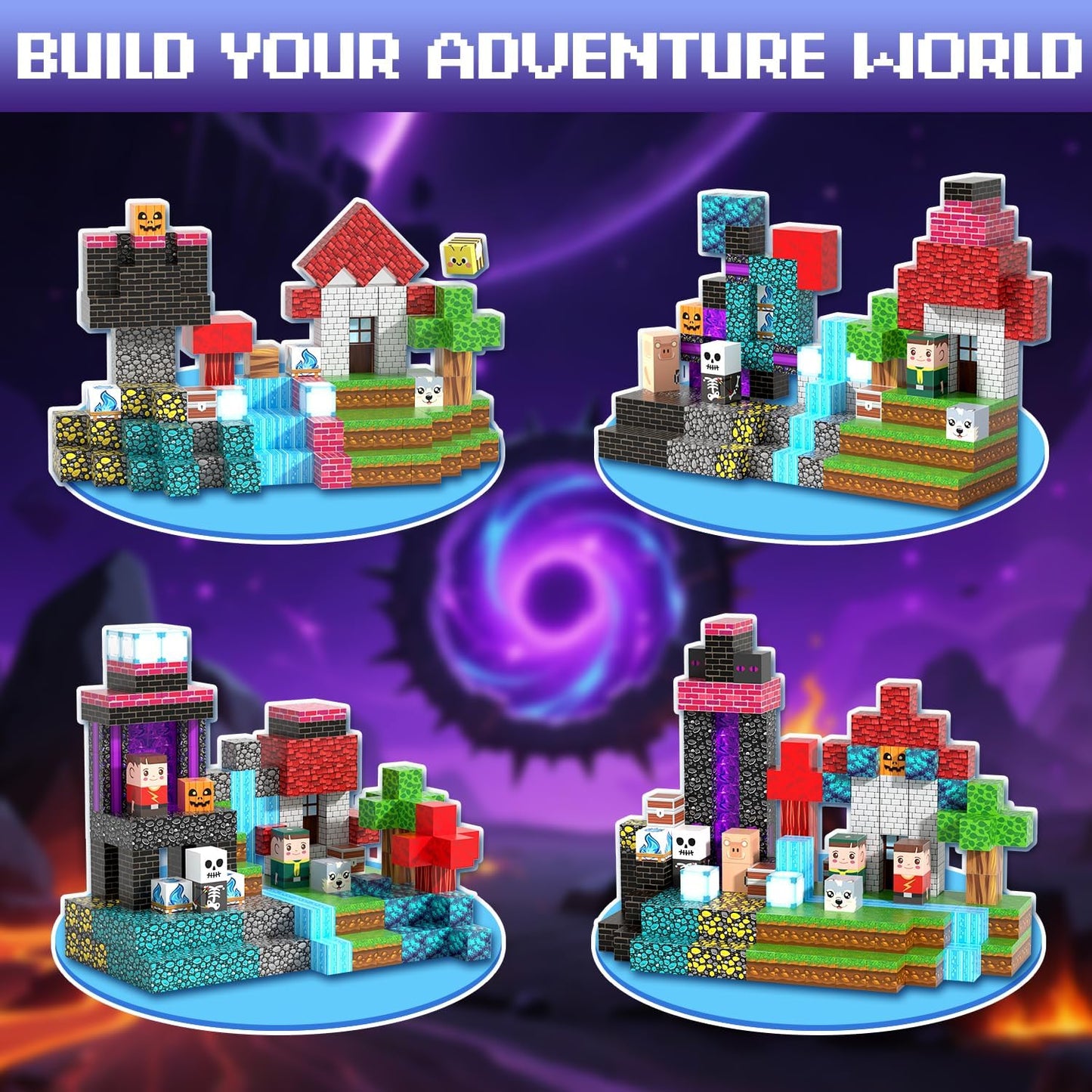 150PCS Magnetic Blocks - Magnet Tiles Toys for Kids, Magnetic Building Blocks Cubes, Stacking Magnets Toys for Kids, Birthday Gifts for Boys and Girls Age 3+ Years Old