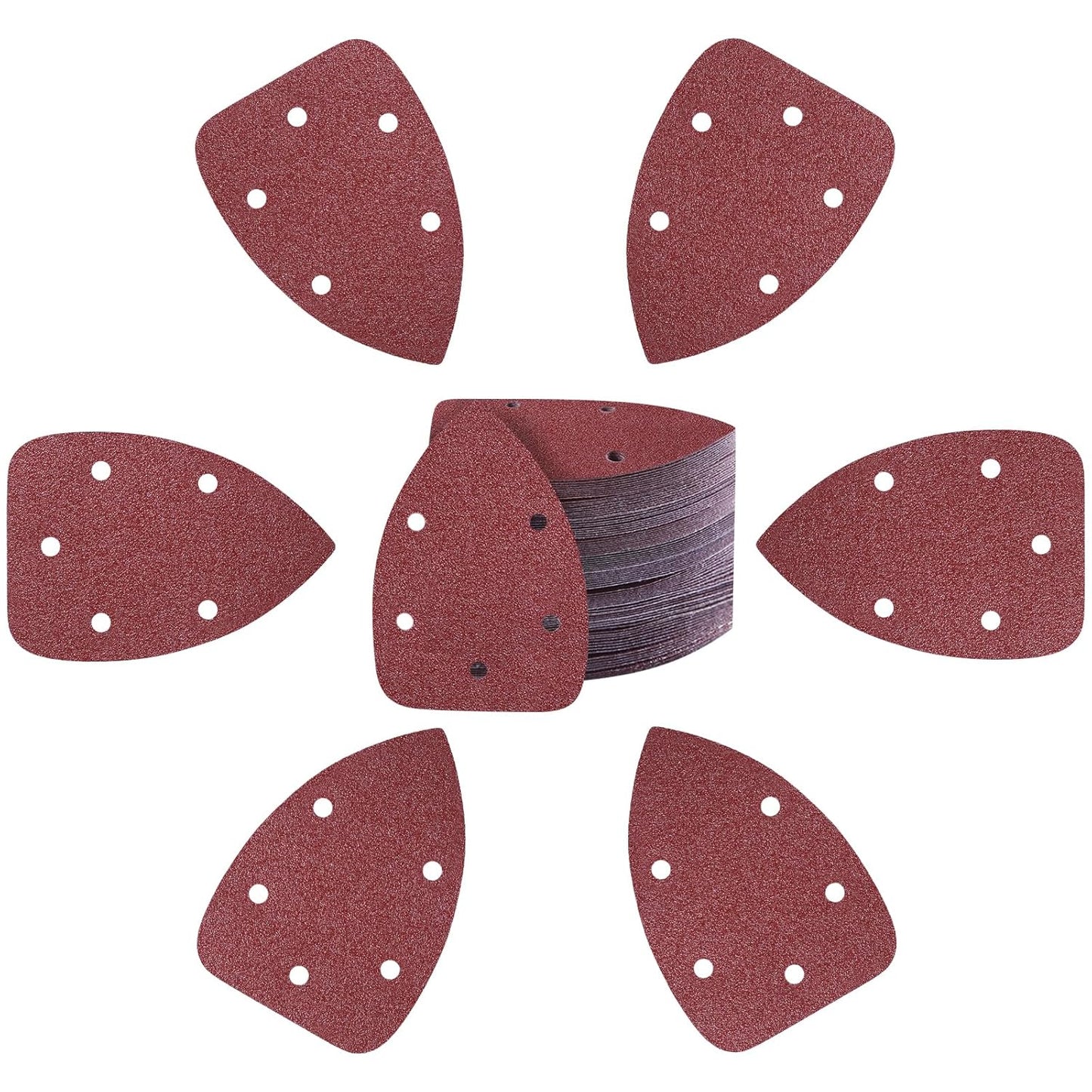 100-Pack Mouse Sandpaper (5-Hole) 60 Grit for Mouse Detail Sanders, Premium Aluminum Oxide, Easy to Replace, Ideal for Woodworking, Furniture Refinishing, and Crafting