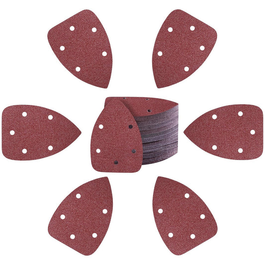 100-Pack Mouse Sandpaper (5-Hole) 60 Grit for Mouse Detail Sanders, Premium Aluminum Oxide, Easy to Replace, Ideal for Woodworking, Furniture Refinishing, and Crafting