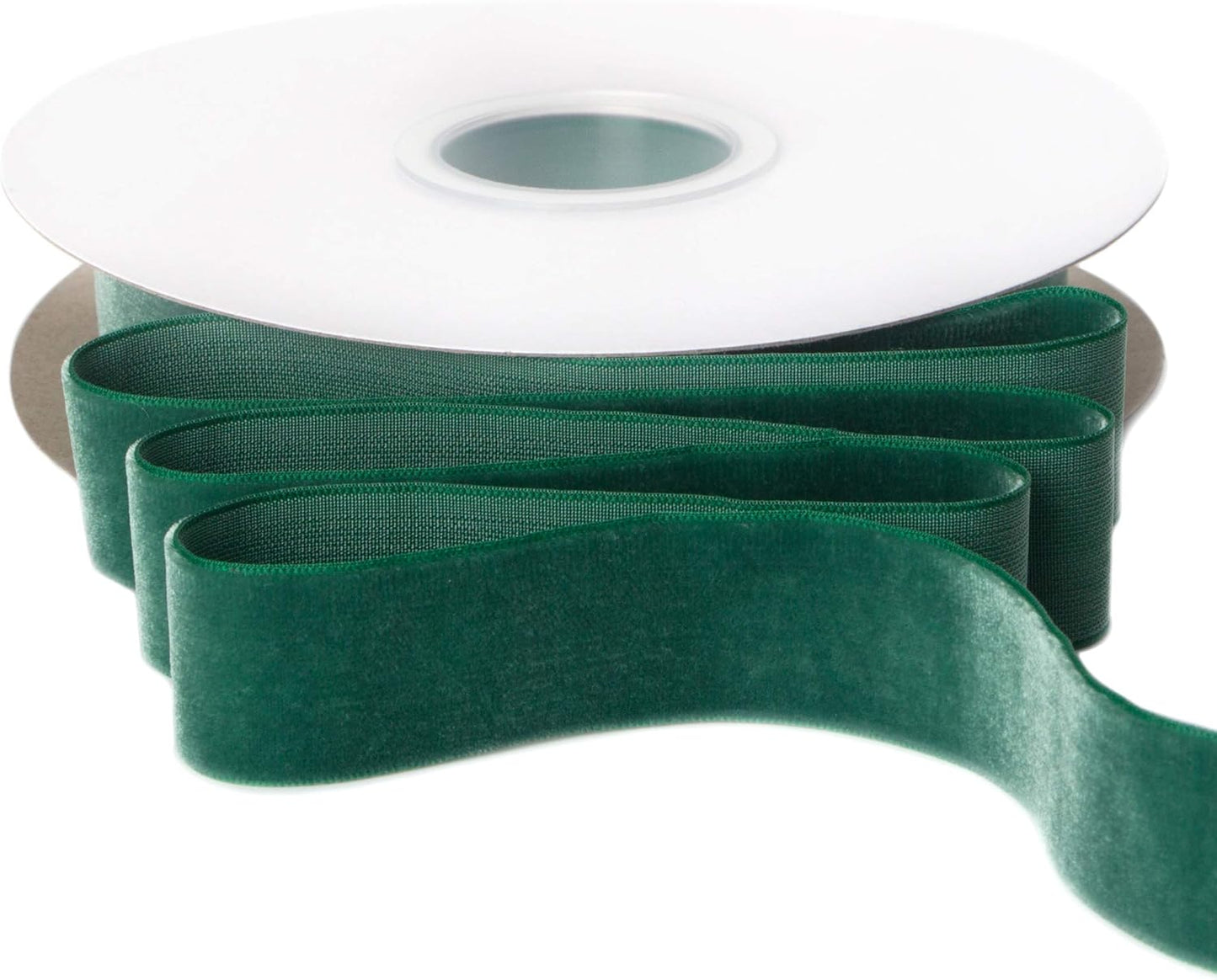 Ribbli Polyester Forest Green Velvet Ribbon,1 Inches,10-Yard Spool,Use for Choker,Gift Wrapping,Floral Bouquets, Boutonnieres