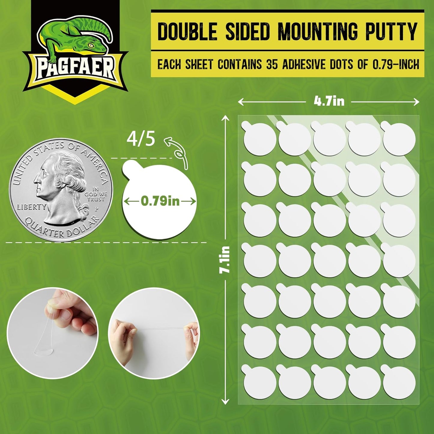 350Pcs Mounting Putty, 0.79" Sticky Putty Tack, Adhesive Dots for Balloons, Crafts - Residue Free Double Sided Tape Heavy Duty, Waterproof No Damage Tack Putty for Indoor Decorations