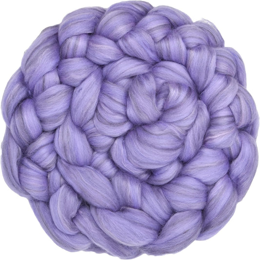 Merino Silk Luxe Tonal Designer Blend. Superfine Merino, Mulberry Silk, Tussah Silk. Top Roving for Spinning or Felting. Lilac Luster 1oz
