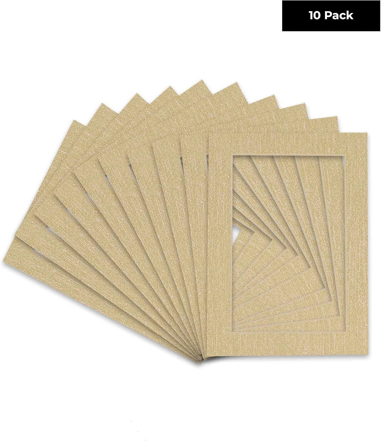Pack of TEN 8.5x11 Mats Bevel Cut for 7x9 Photos - Acid Free Fresh Linen Canvas Precut Matboards For Pictures, Photos, Framing - 4-ply Thickness