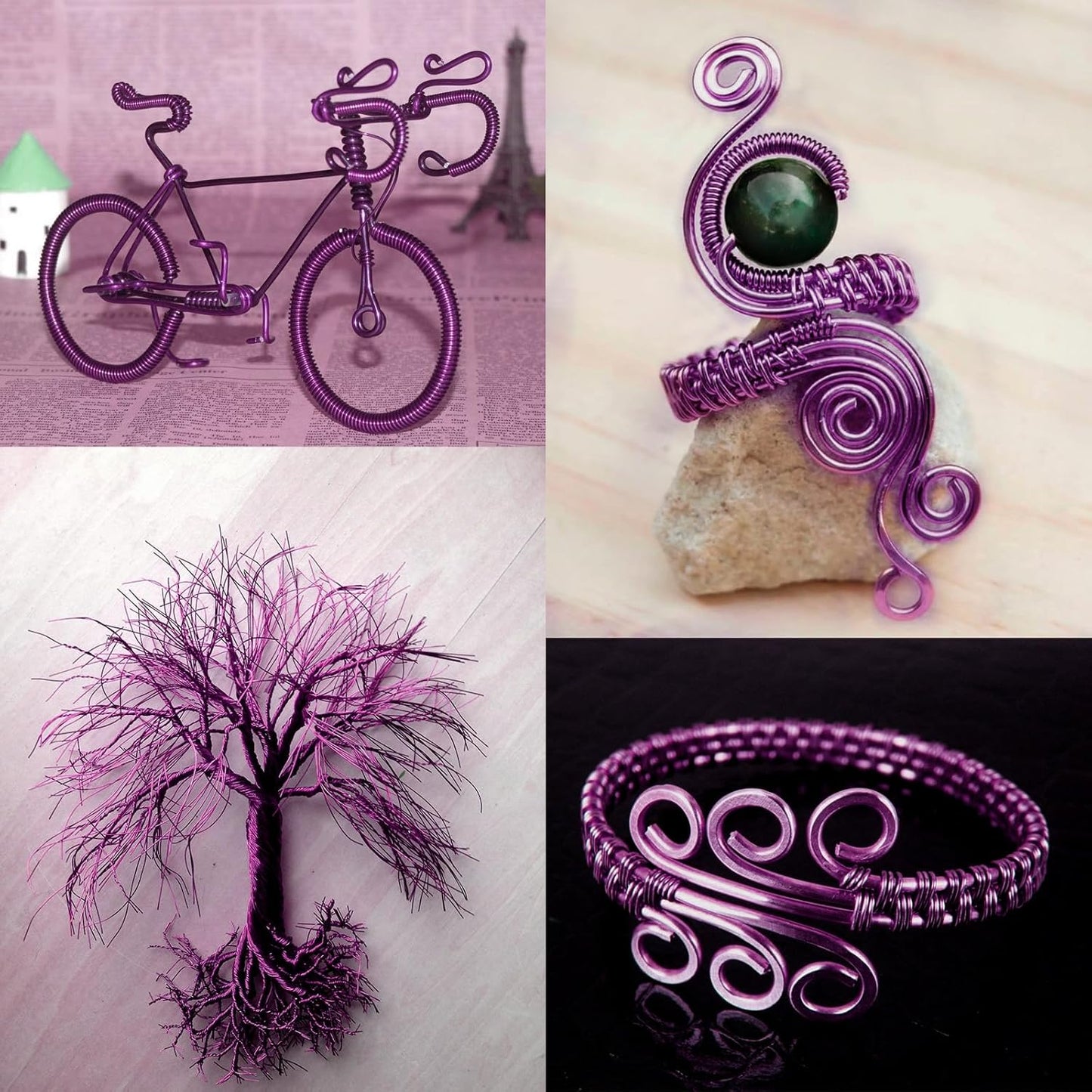 Aluminum Craft Wire, 95 Feet 2.0mm/ 14 Gauge Purple Bendable Soft Metal Aluminum Wire Roll Bulk for DIY Crafts Sculpting Jewelry Making