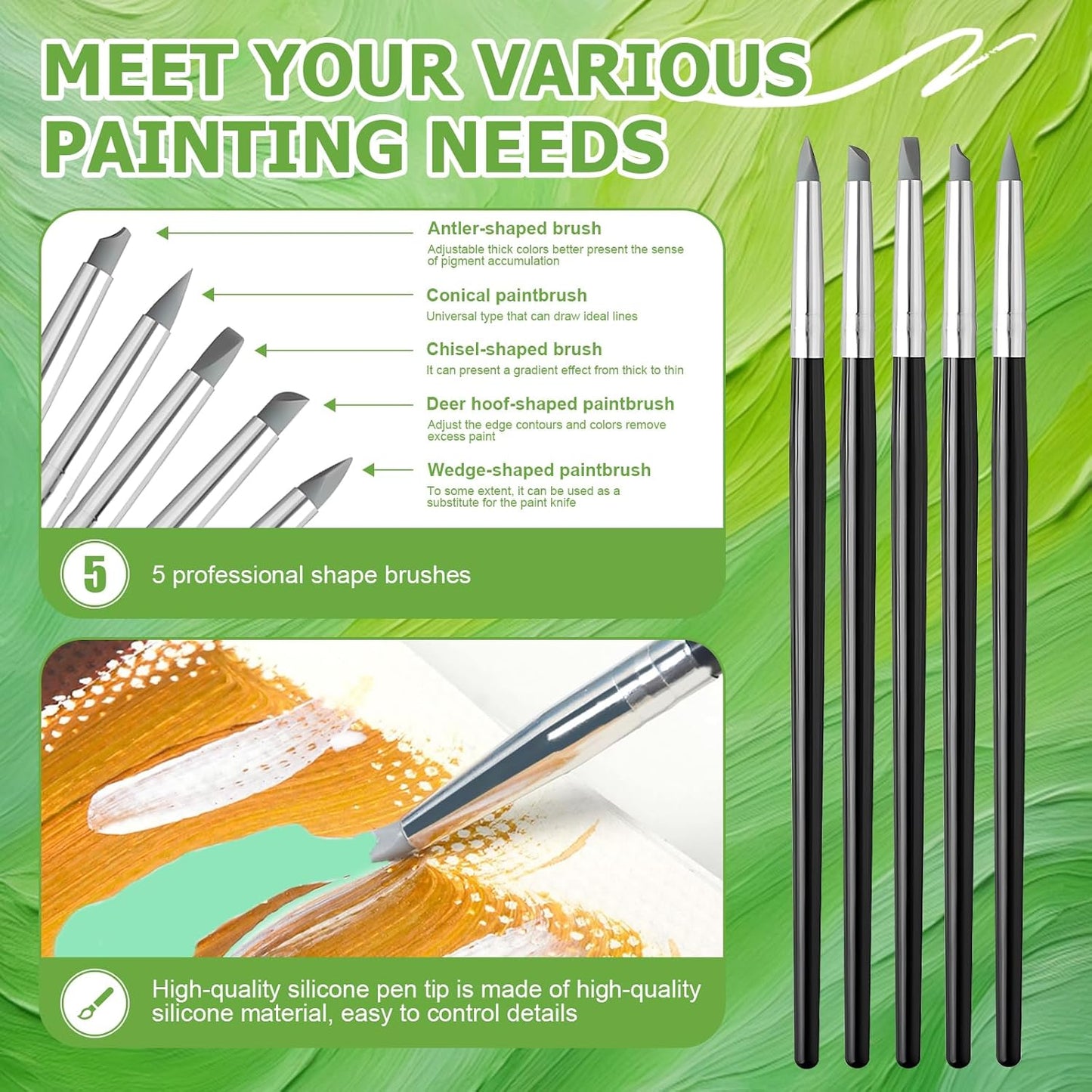 WANJAO Masking Fluid for Watercolor Painting, Liquid Masking Tape with Silicone Pens Cleaning Brush for Painting Fast Drying Easy Peel Use to Art Watercolor Supplies Retouching Covering, 30ml Green