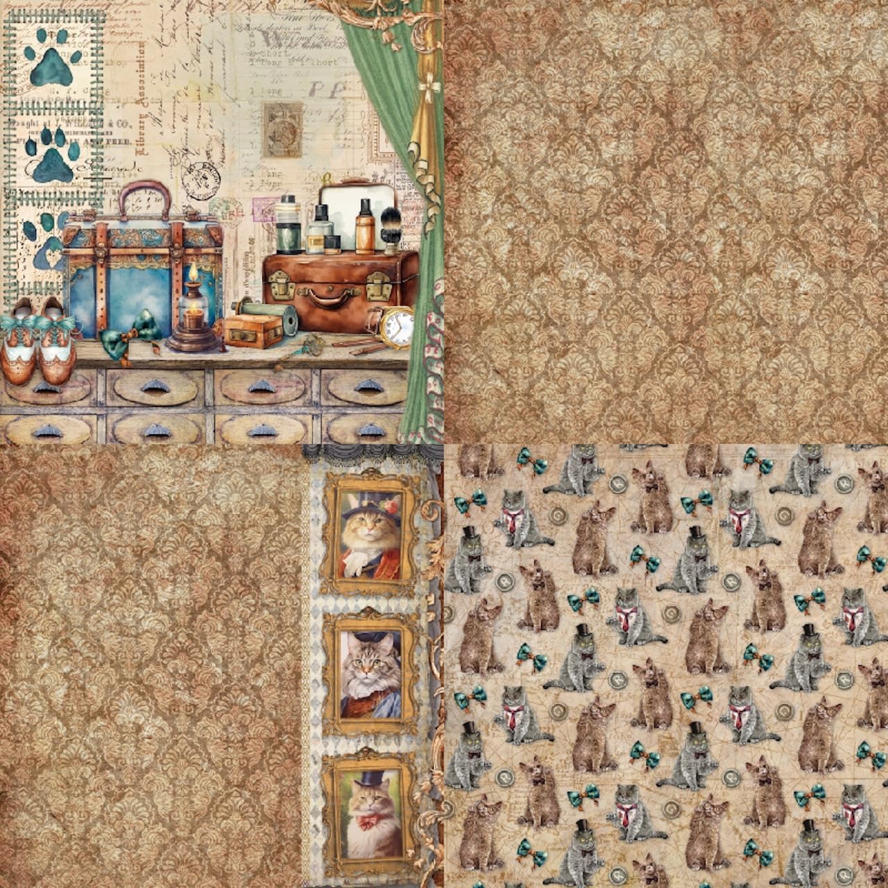 24 Sheets Cat Decorative Scrapbooking Paper Pad 6x6 Craft Paper Single-Side Card Making Supplies for Junk Journal, Origami, Holiday Journaling