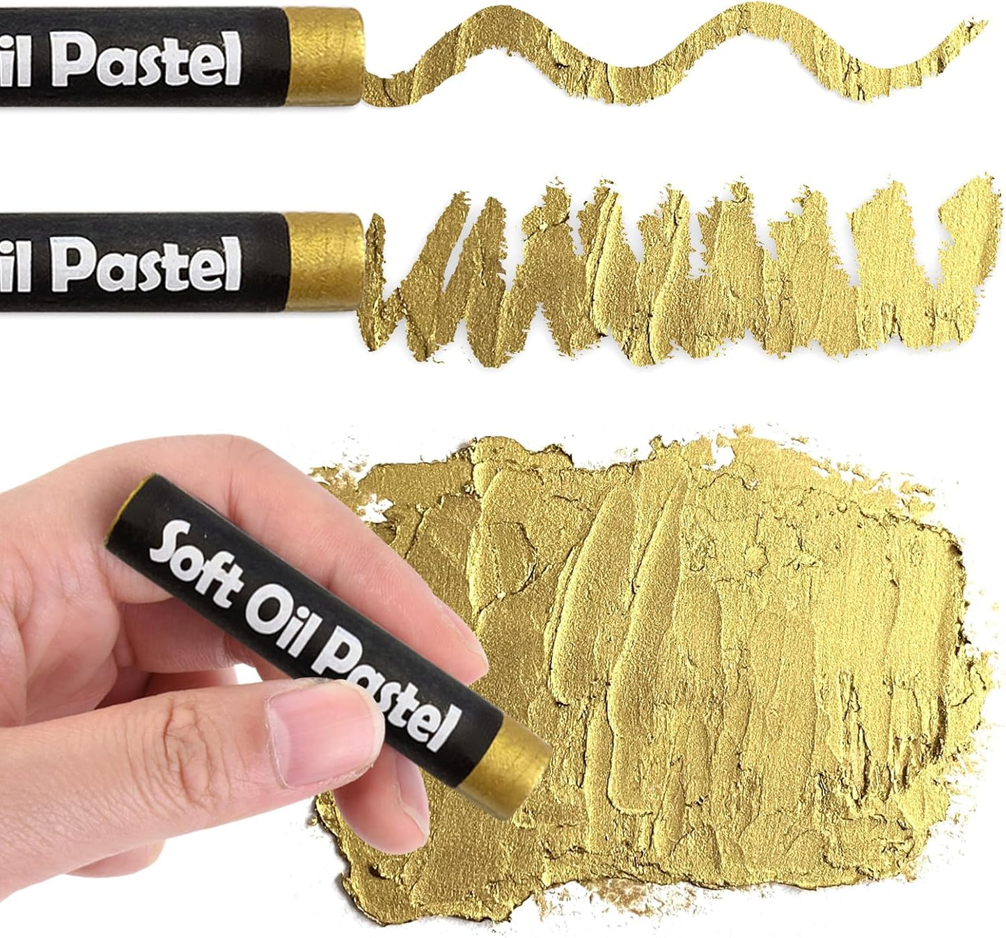 qianshan Soft Oil Pastels Set of 5 Single Colors,Non Toxic,Soft Texture Vibrant and Creamy Oil Crayons Pastels Art Supplies For Professional Artists Beginners Drawing.Gold