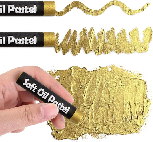 qianshan Soft Oil Pastels Set of 5 Single Colors,Non Toxic,Soft Texture Vibrant and Creamy Oil Crayons Pastels Art Supplies For Professional Artists Beginners Drawing.Gold