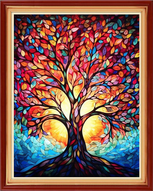 Joyhoor Cross Stitch Kits for Beginners Stamped Cross-Stitch Supplies Needlework preprint Embroidery Kits for Adults DIY Needlepoint Kits Embroidery Patterns 11CT-Magic Colorful Tree 16x20 inchs