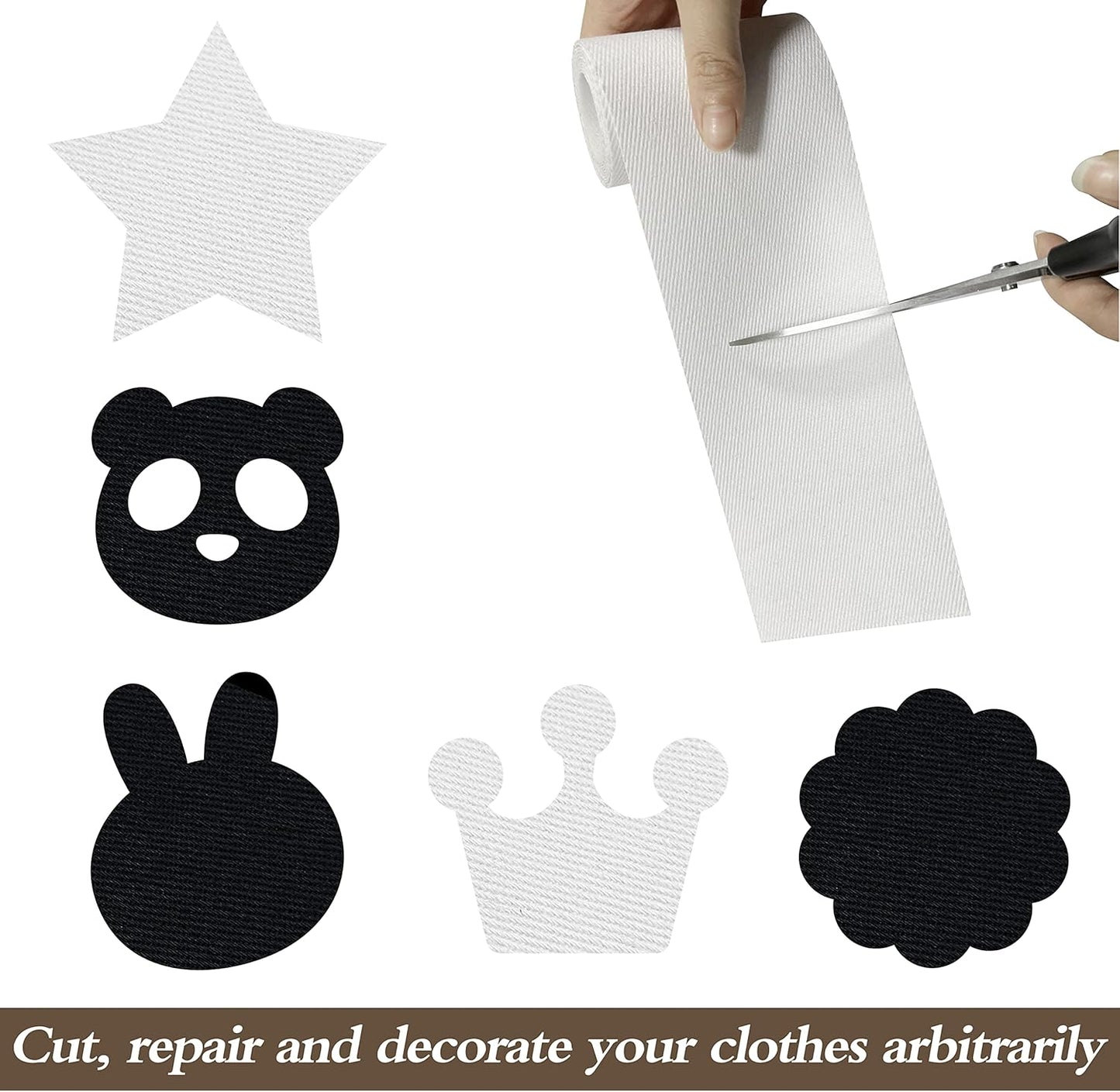 KING MOUNTAIN 100% Cotton Fabric Iron-on Repair Patch, Inside&Outside Clothes Repair Patch, 3"x60" with Backing Glue Repair Decorative Patch kit (White)