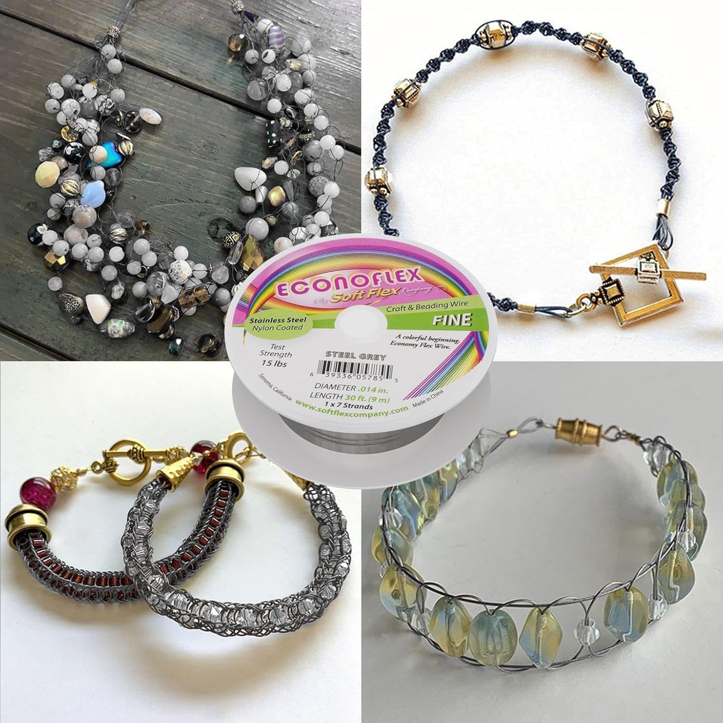 Soft Flex Econoflex Hobby Beading Wire - Fine Gauge 0.014-30 Feet No Lead Crafting Wire