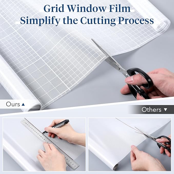 Haton Window Privacy Film Frosted Glass for Bathroom, Static Cling UV Sun Blocking Window Clings, Opaque Decorative Coverings Removable Sticker Heat Control Tint for Home Door, Pure 35.4" x 118.1"