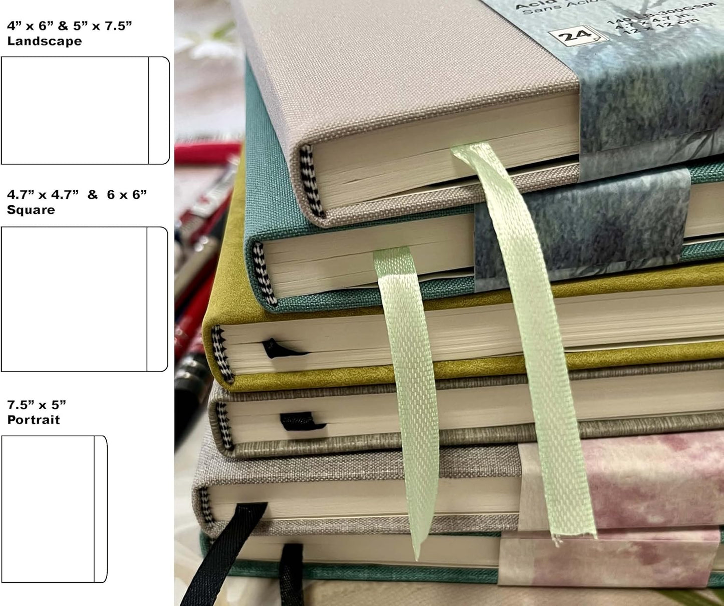 tumuarta Watercolor Sketchbook, 7.5x5, 140 LB, 300GSM, 100% Cotton Paper, Cold Press, 24 Sheets,48 Pages, Watercolor Journal for Use As Travel Sketch Book and Mixed Media Pad On The Go