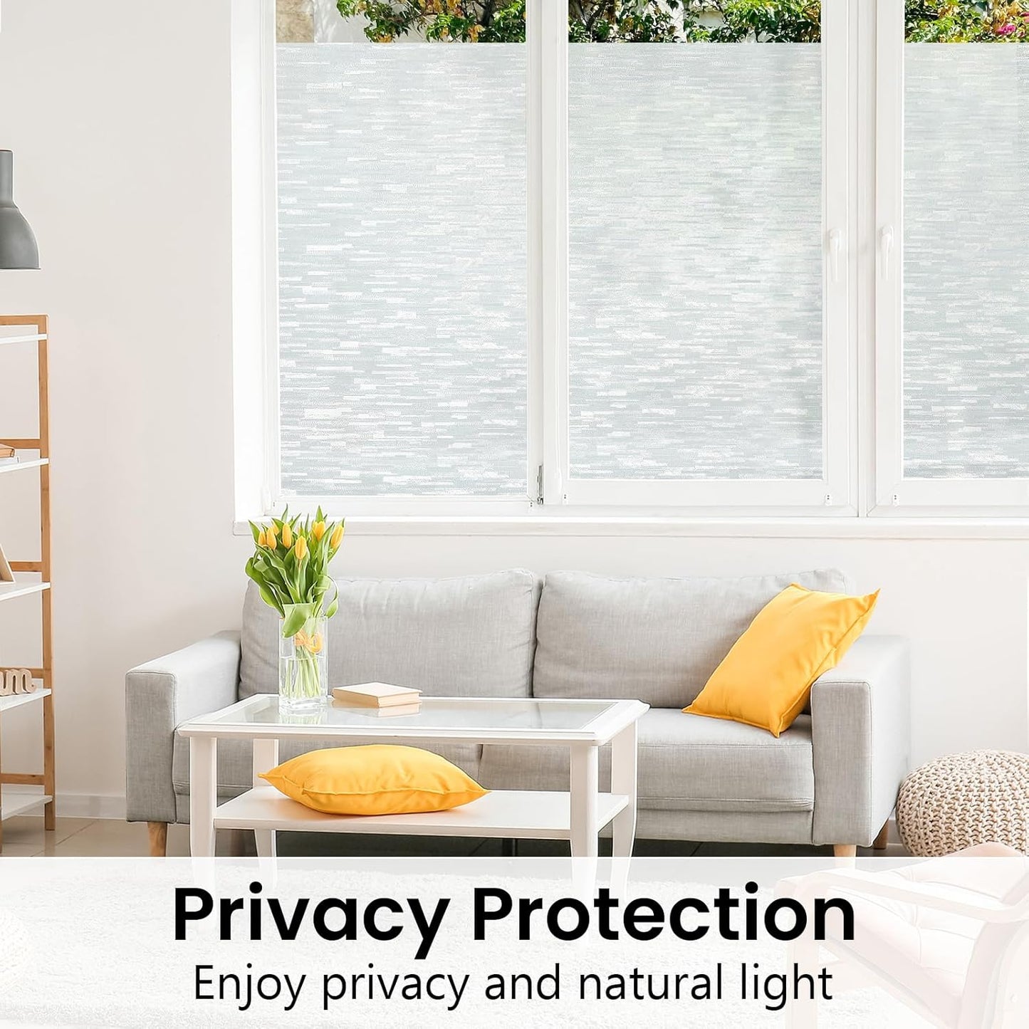 Haton Window Privacy Film, Frosted Glass Static Cling Sun Heat Blocking Window Clings, Frosting Opaque Coverings Stickers Tint for Home Office Door, Non Adhesive, White 29.5" x 78.7"