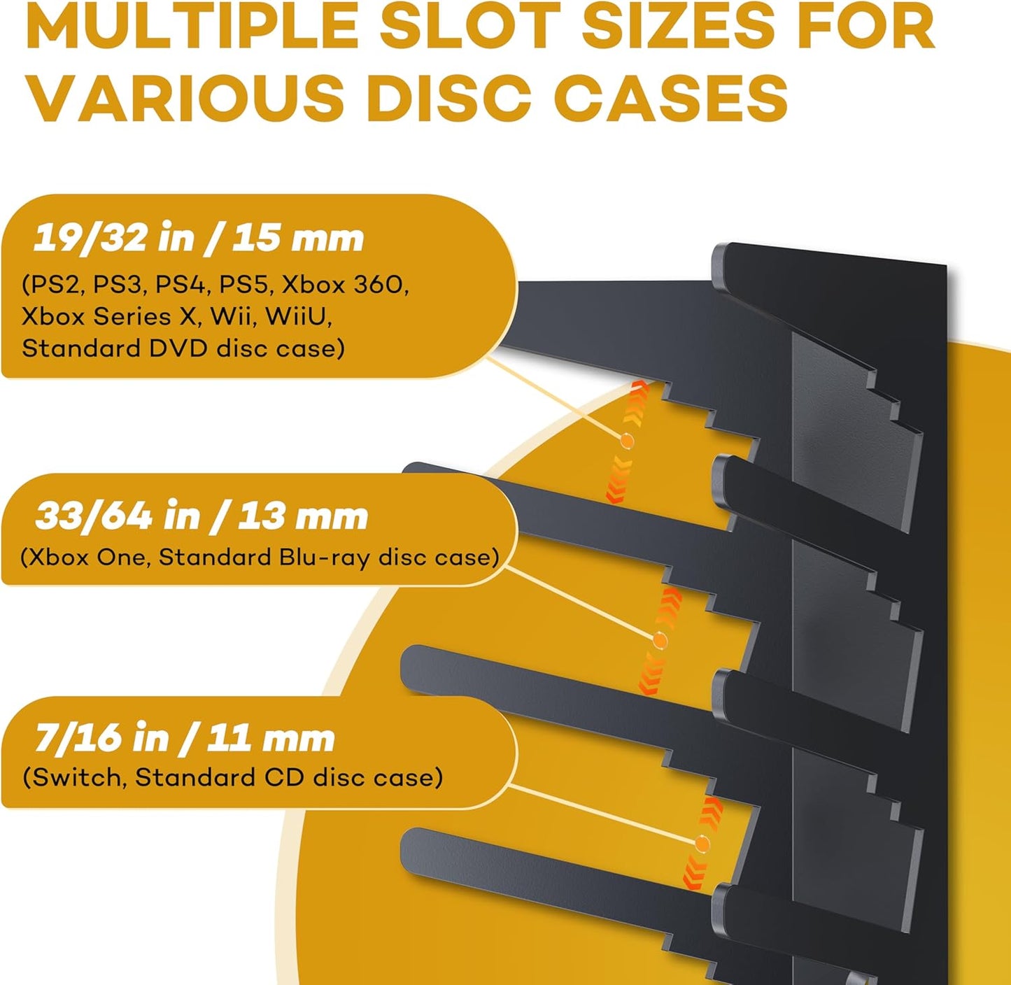 Funturbo Video Game Storage Wall Mount Game Case Holder, Metal Wall Mounted Media Storage Shelves for PS, Xbox, Switch Game Organizer (4-Pack)