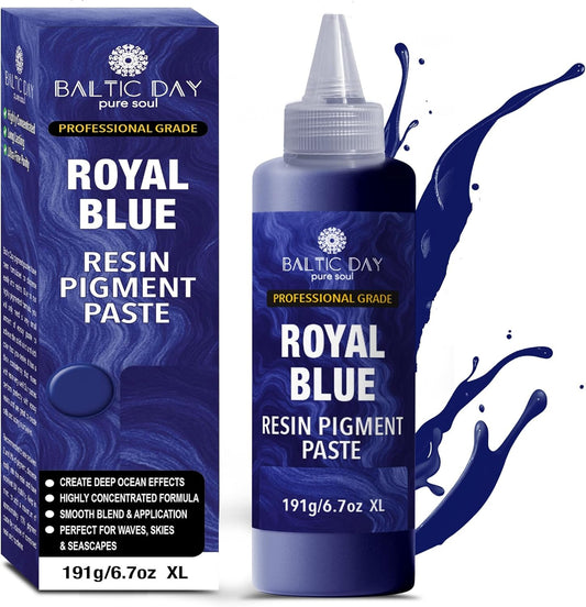 Royal Blue Epoxy Resin Pigment Paste XL (191g/6.7oz) – Opaque Epoxy Dye & High Concentration Coloring Paste, Mica Powder Alternative for Resin Art, Jewelry, Tumblers, River Tables & Crafts