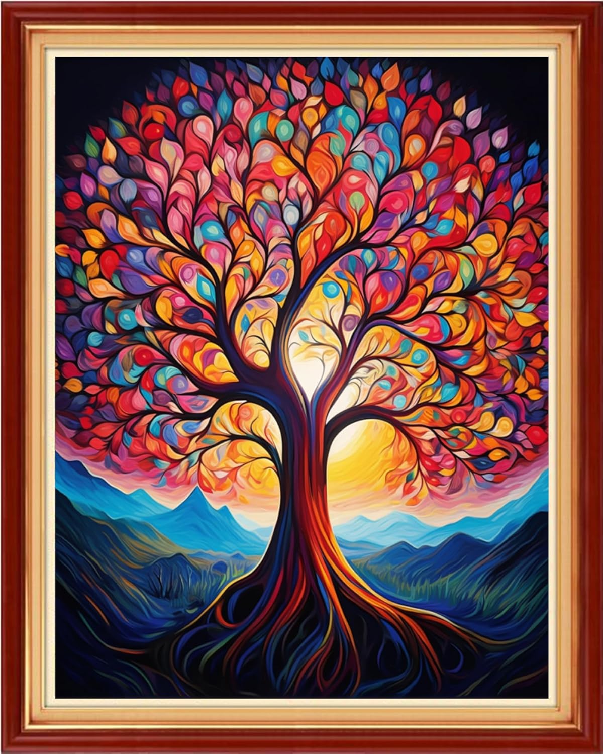 Magxvouy Cross Stitch Kits Stamped Full Range of Embroidery Kits,Cross Stitch Patterns Needlework Kits for Beginners 11CT Printed Kits&Colorful Tree 16x20 inch