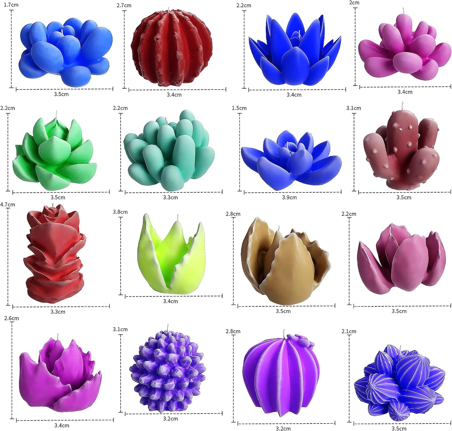 34-Piece Succulent & Resin Mold Set - Silicone Molds for Candle Making, Jewelry Resin Casting & Craft Supplies