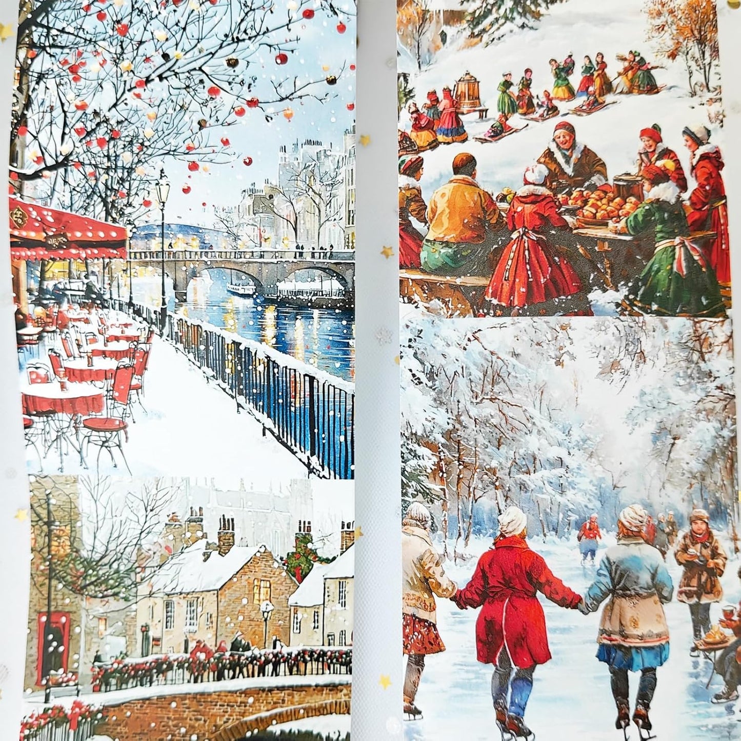 Washi Tape Set,3 Rolls City Landscape Stickers for Journaling,Christmas Washi Tape Stickers for Junk Journal Supplies,Scrapbooking,Notebook,Phone Case,DIY Craft(Victoria)