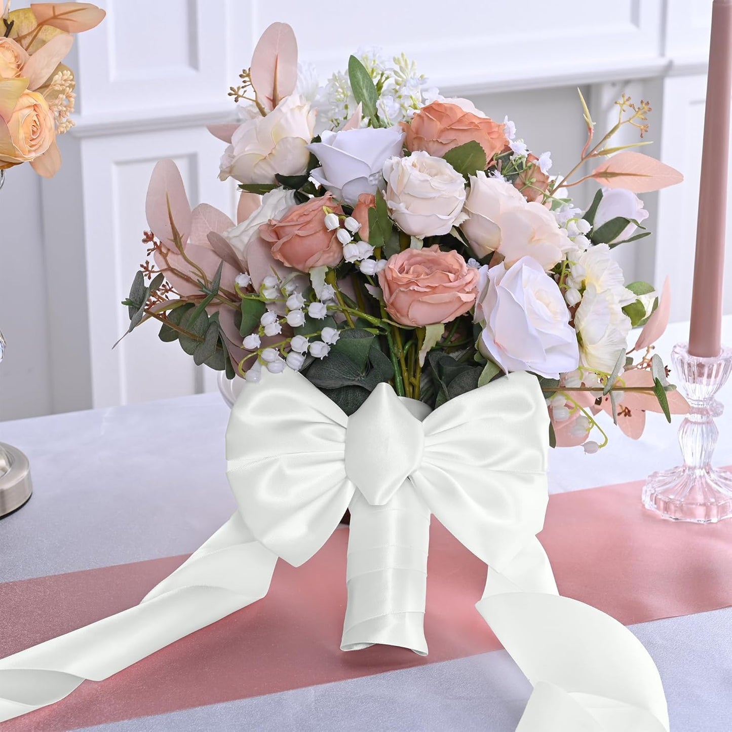 Off White Satin Ribbon 3 Inch X 15 Yards Solid Color Double Faced Ribbons Perfect for Crafts Wedding Decor Bow Making Arts Sewing and More