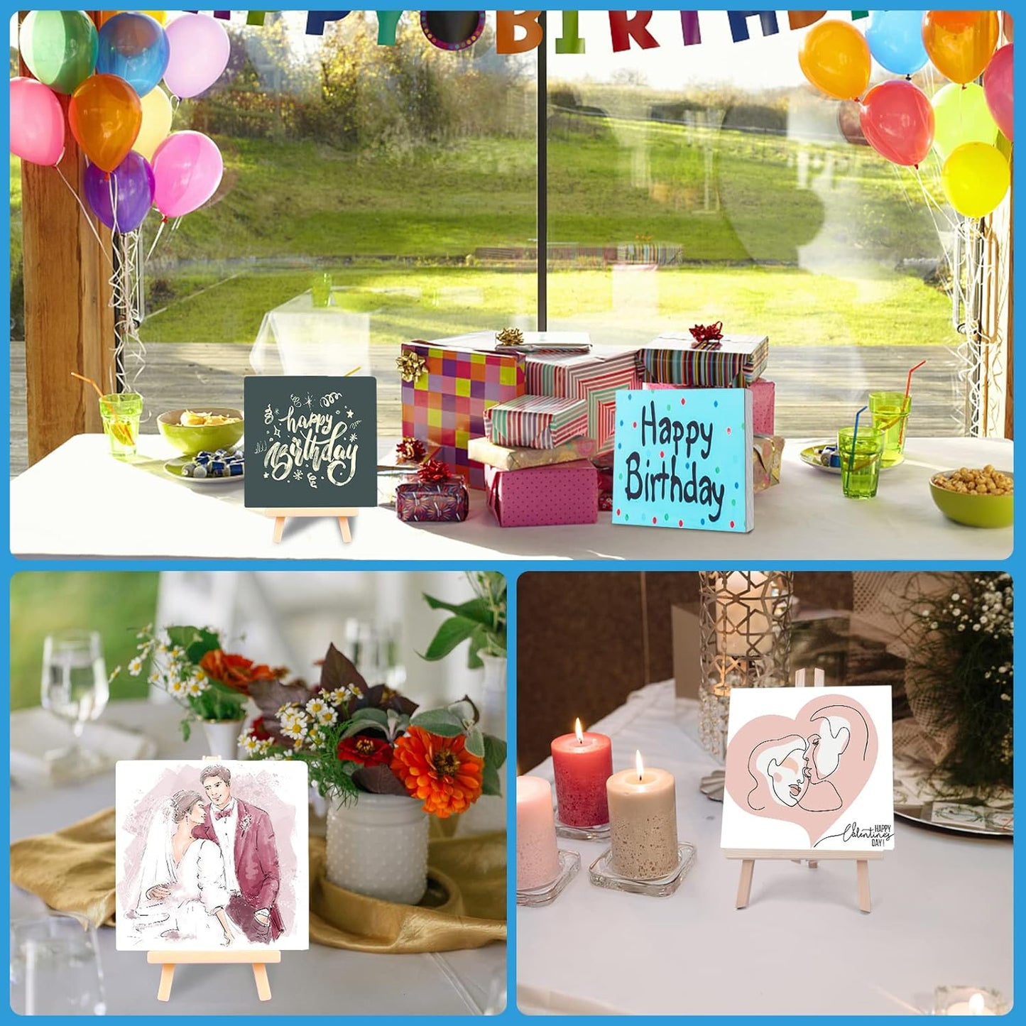 ESRICH Mini Canvases for Painting, 5x5In Canvas in Bulk 18Pack, 2/5In Profile Small Square Canvas, Blank Canvases are Great for School Projects and Kids Birthday Parties, Home Decor Project.