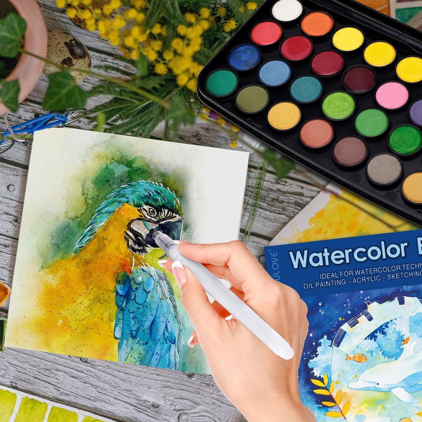 MISULOVE Watercolor Paper Pad, 8.5" x 11", Cold Press,140lb(300gsm), 20 Sheets Water Color Paper, Watercolor Workbook, Sketchbook for Wet and Dry Media, Journal, for Students and Beginners (White)