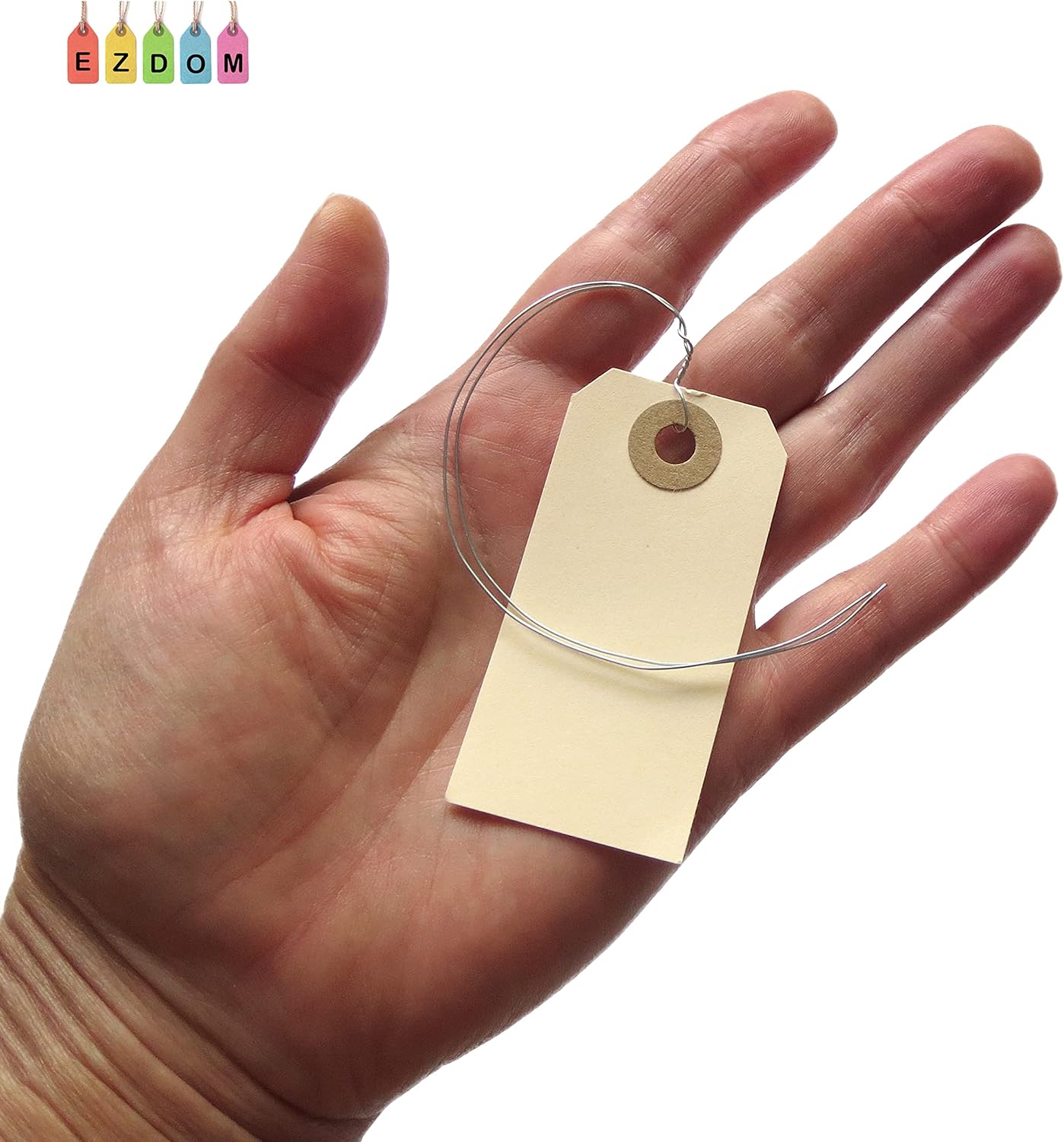 Shipping Tags with Wire Ties #1-2 3/4” x 1 3/8” - 250 Blank Manilla Tags with Wire Attached and Reinforced Hole, Wire Labels Write On