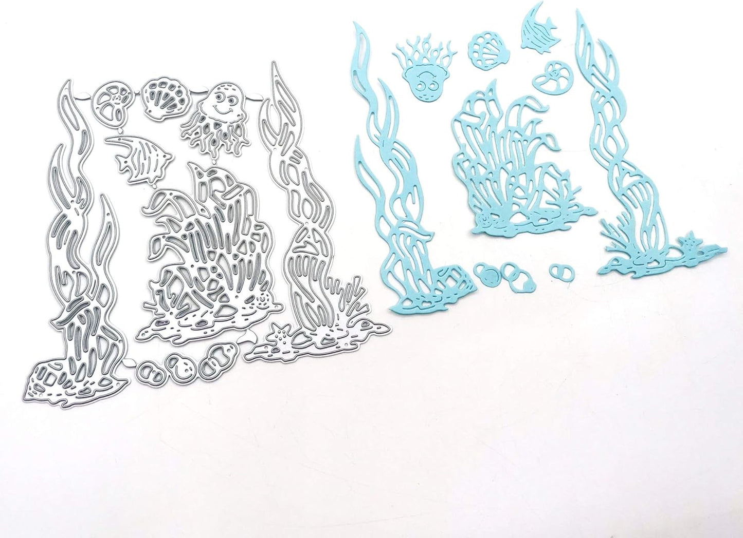 Metal Sea Grass Seaweed Coral Tropical Fish Cutting Dies,Jellyfish Shell Fish Conch Ocean Die Cuts Summer Embossing Stencils Template Mould for Card Scrapbooking and DIY Craft Album Paper Card Decor