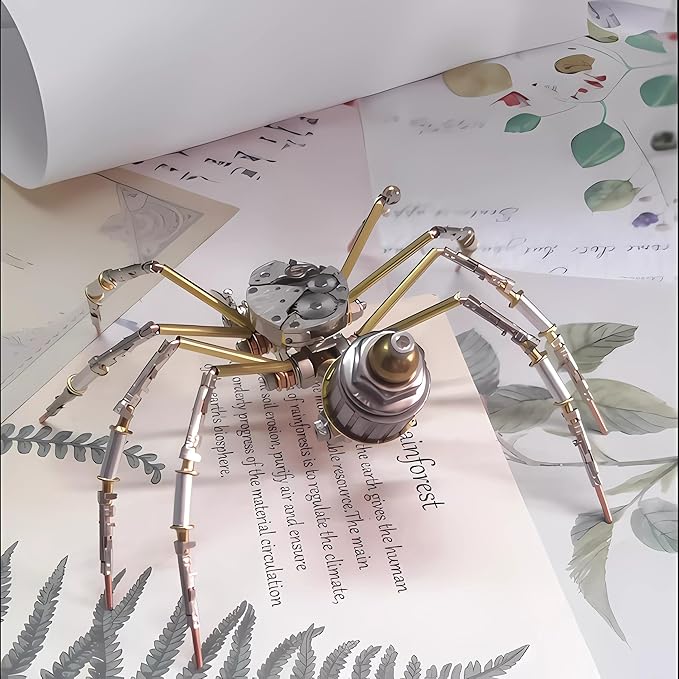 Mechanical Metal DIY 3D Spider Model Insect Brass Puzzle Assembly DIY Gift Craft Hobby for Men for Family and Friends(Mechanical Spider)